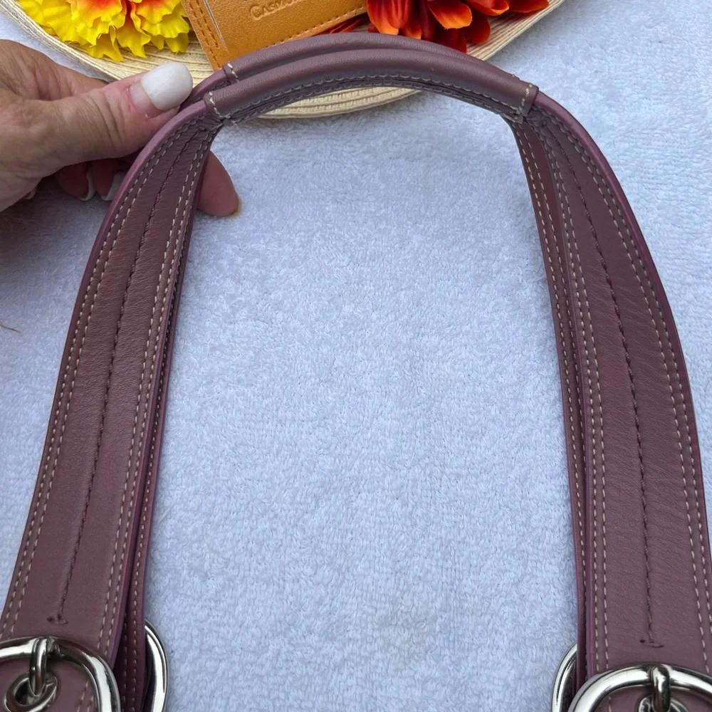 Coach Signature All Over Carriage Leather Satchel -Light Purple Y2K - Picture 11 of 13